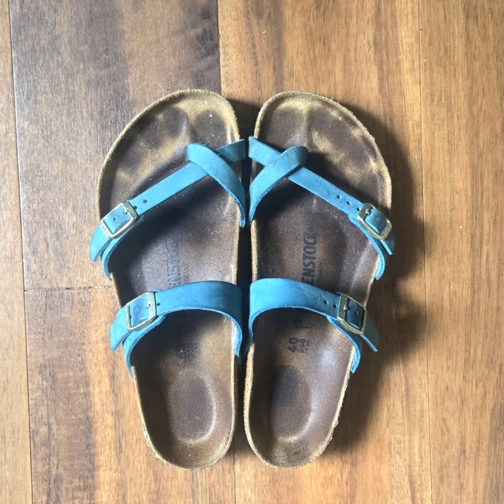 Birkenstock Women's Mayari Blue Oiled Leather Sandals Size 40 US 9.5 Regular